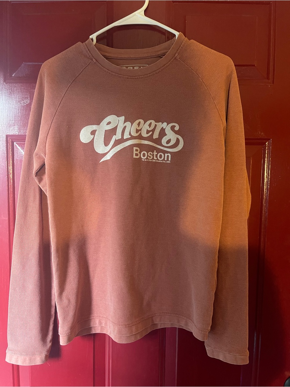 Apex Waffle-Knit Logo Tee - Rust Pink